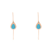 9ct Rose Gold Turquoise Cross Disc Drop Earrings