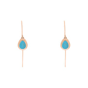 9ct Rose Gold Turquoise Cross Disc Drop Earrings