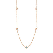 9ct Rose Gold Turquoise Fleur De Lis Link Disc Chain Necklace