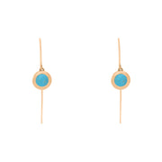 9ct Rose Gold Turquoise Heart Disc Drop Earrings, E1372.