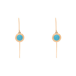 9ct Rose Gold Turquoise Heart Disc Drop Earrings, E1372.