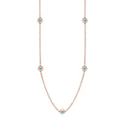 9ct Rose Gold Turquoise Heart Link Disc Chain Necklace, N746.