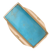 9ct Rose Gold Turquoise King's Coronation Hallmark Large Oblong Ring
