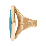 9ct Rose Gold Turquoise King's Coronation Hallmark Medium Rhombus Ring  R607 CFH
