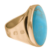 9ct Rose Gold Turquoise King's Coronation Hallmark Medium Round Ring R610 CFH