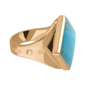 9ct Rose Gold Turquoise King's Coronation Hallmark Small Rhombus Ring R606 CFH