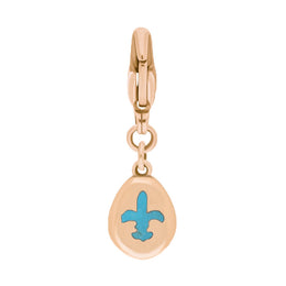 9ct Rose Gold Turquoise Pear Shaped Fleur De Lis Clip Charm, G663.