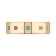 9ct Rose Gold Turquoise King's Coronation Hallmark Princess Cut 6mm Ring R1199_6 CFH