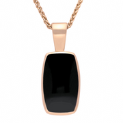 9ct Rose Gold Whitby Jet Barrel Shaped Necklace, P025.