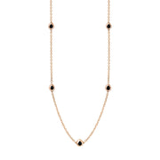 9ct Rose Gold Whitby Jet Fleur De Lis Link Disc Chain Necklace