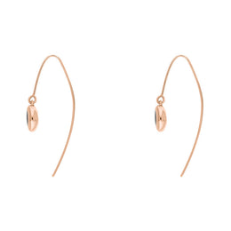 9ct Rose Gold Whitby Jet Heart Disc Drop Earrings, E1372.