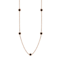 9ct Rose Gold Whitby Jet Heart Link Disc Chain Necklace, N746.