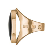 9ct Rose Gold Whitby Jet King's Coronation Hallmark Medium Oval Ring  R012 CFH