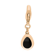 9ct Rose Gold Whitby Jet Pear Shaped Fleur De Lis Clip Charm, G663.