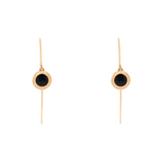 9ct Rose Gold Whitby Jet Star Disc Drop Earrings, E1371.