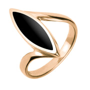 9ct Rose Gold Whitby Jet Toscana Marquise Twist Ring. R512.
