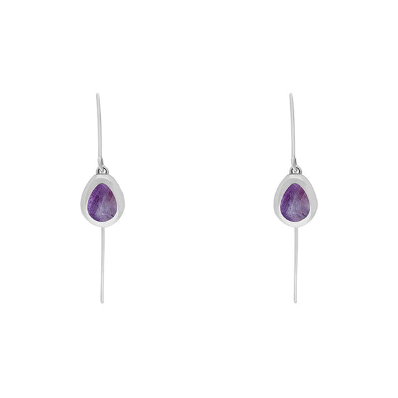 9ct White Gold Blue John Cross Disc Drop Earrings