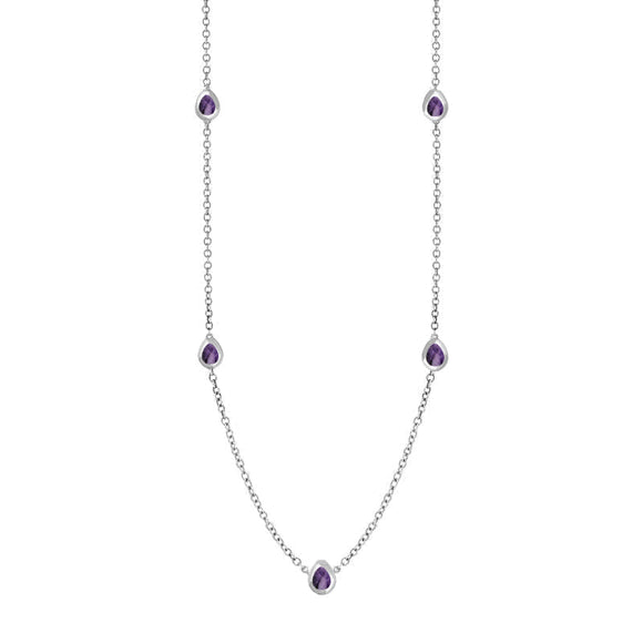 9ct White Gold Blue John Cross Link Disc Chain Necklace, N748.