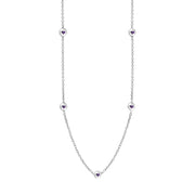9ct White Gold Blue John Heart Link Disc Chain Necklace, N746.