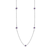 9ct White Gold Blue John Star Link Disc Chain Necklace