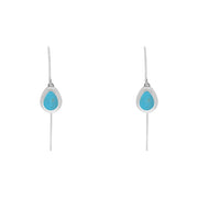 9ct White Gold Turquoise Cross Disc Drop Earrings