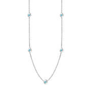 9ct White Gold Turquoise Fleur De Lis Link Disc Chain Necklace, N747.