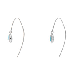 9ct White Gold Turquoise Heart Disc Drop Earrings