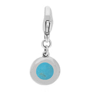 9ct White Gold Turquoise Round Shaped Heart Clip Charm, G665.