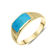 00004168 W Hamond 9ct Yellow Gold Turquoise Cut Off Band Ring, R002.