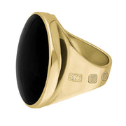 9ct Yellow Gold Whitby Jet King's Coronation Hallmark Medium Round Ring 