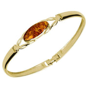 9ct Yellow Gold Amber Celtic Oval Clip Bangle B589
