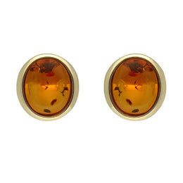 9ct Yellow Gold Amber Framed Oval Stud Earrings E1271