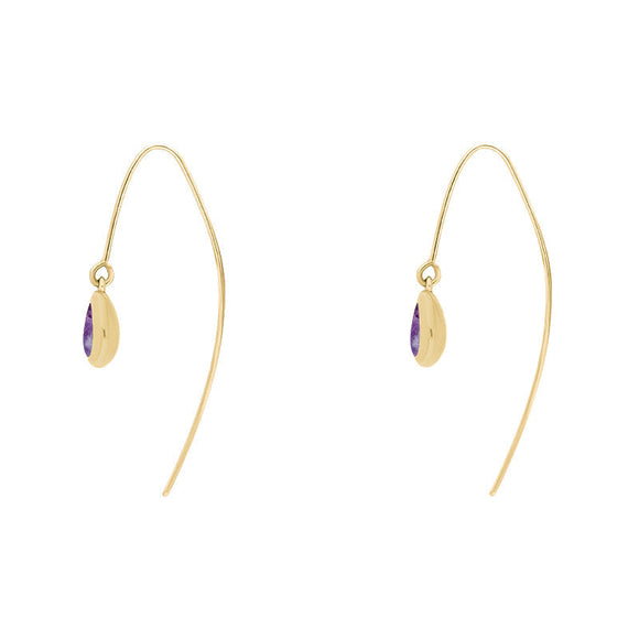 9ct Yellow Gold Blue John Cross Disc Drop Earrings