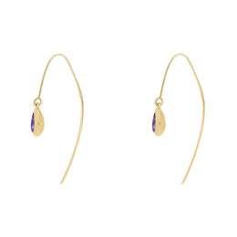 9ct Yellow Gold Blue John Cross Disc Drop Earrings