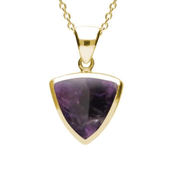 9ct Yellow Gold Blue John Curved Triangle Necklace P320