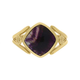 9ct Yellow Gold Blue John Cushion Cut Ring R1246