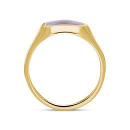 9ct Yellow Gold Blue John Cut Corners Signet Ring, R123.