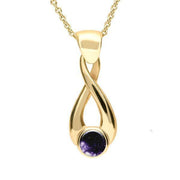 9ct Yellow Gold Blue John Eternity Loop Necklace. P088. 