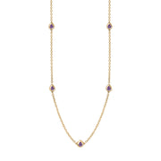 9ct Yellow Gold Blue John Fleur De Lis Link Disc Chain Necklace