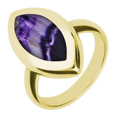 9ct Yellow Gold Blue John Framed Marquise Ring. R497.