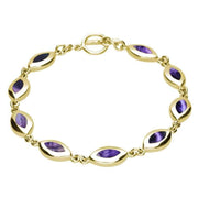 9ct Yellow Gold Blue John Framed Marquise Bracelet. B462.