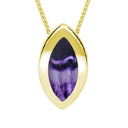 9ct Yellow Gold Blue John Framed Marquise Necklace. P861.