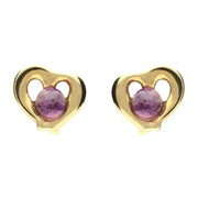 9ct Yellow Gold Blue John Heart Outline Stud Earrings E1911