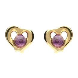 9ct Yellow Gold Blue John Heart Outline Stud Earrings E1911
