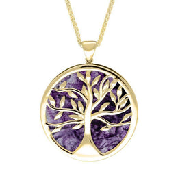 9ct Yellow Gold Blue John Large Round Tree of Life Two Piece Set S063