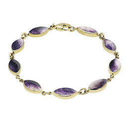 9ct Yellow Gold Blue John Marquise Bracelet. B184.