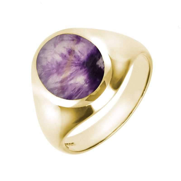 9ct Yellow Gold Blue John Medium Oval Signet Ring R189