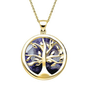 Yellow Gold Blue John Medium Round Tree of Life Necklace P3441