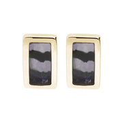 9ct Yellow Gold Blue John Oblong Stud Earrings, E819.