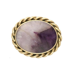 9ct Yellow Gold Blue John Rope Twist Edge Large Brooch M181